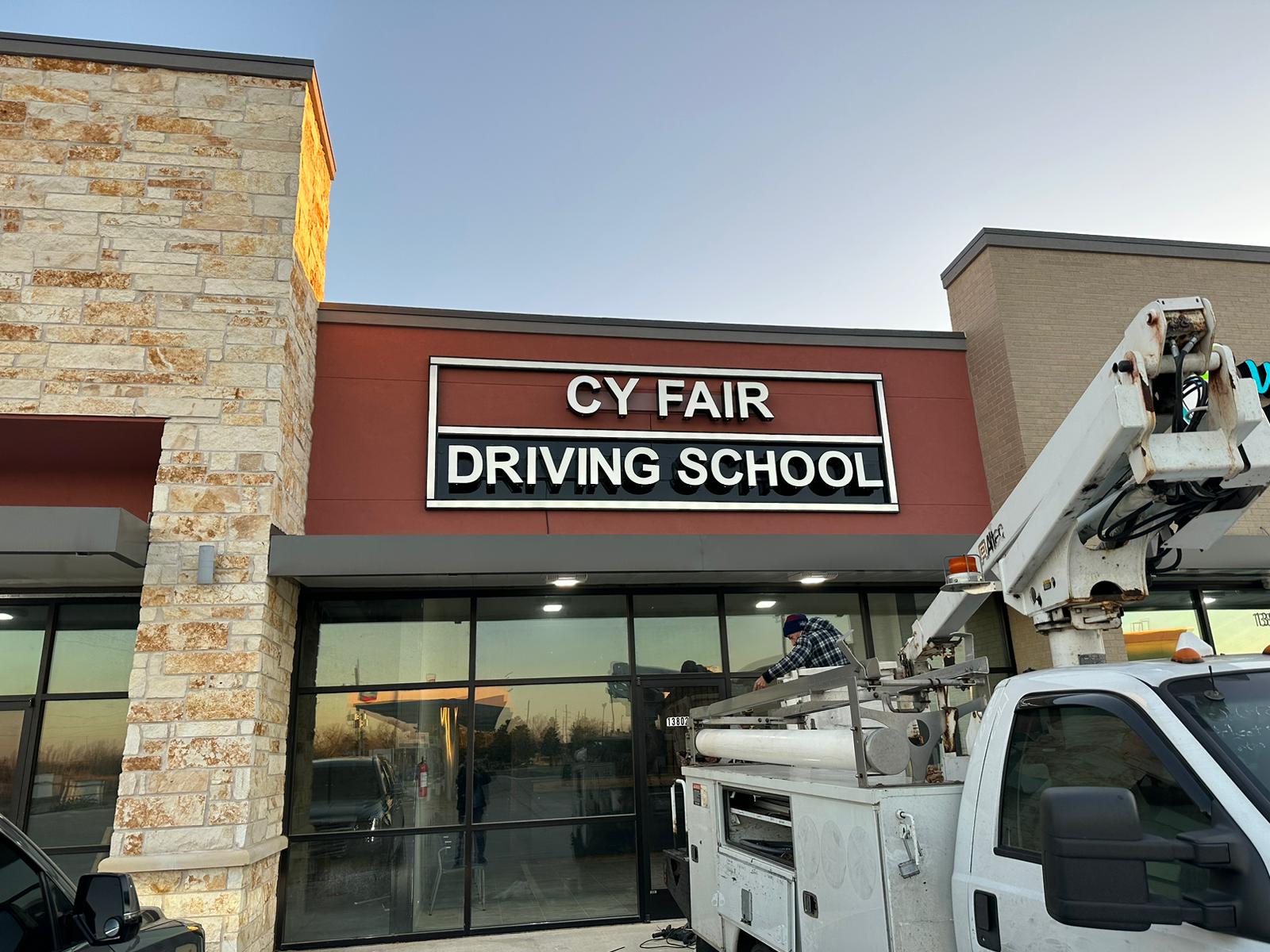 Finished exterior sign installed on building